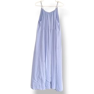 Light Blue Spaghetti Strap Maxi Dress Flowy Tiered House Garden Errands Casual